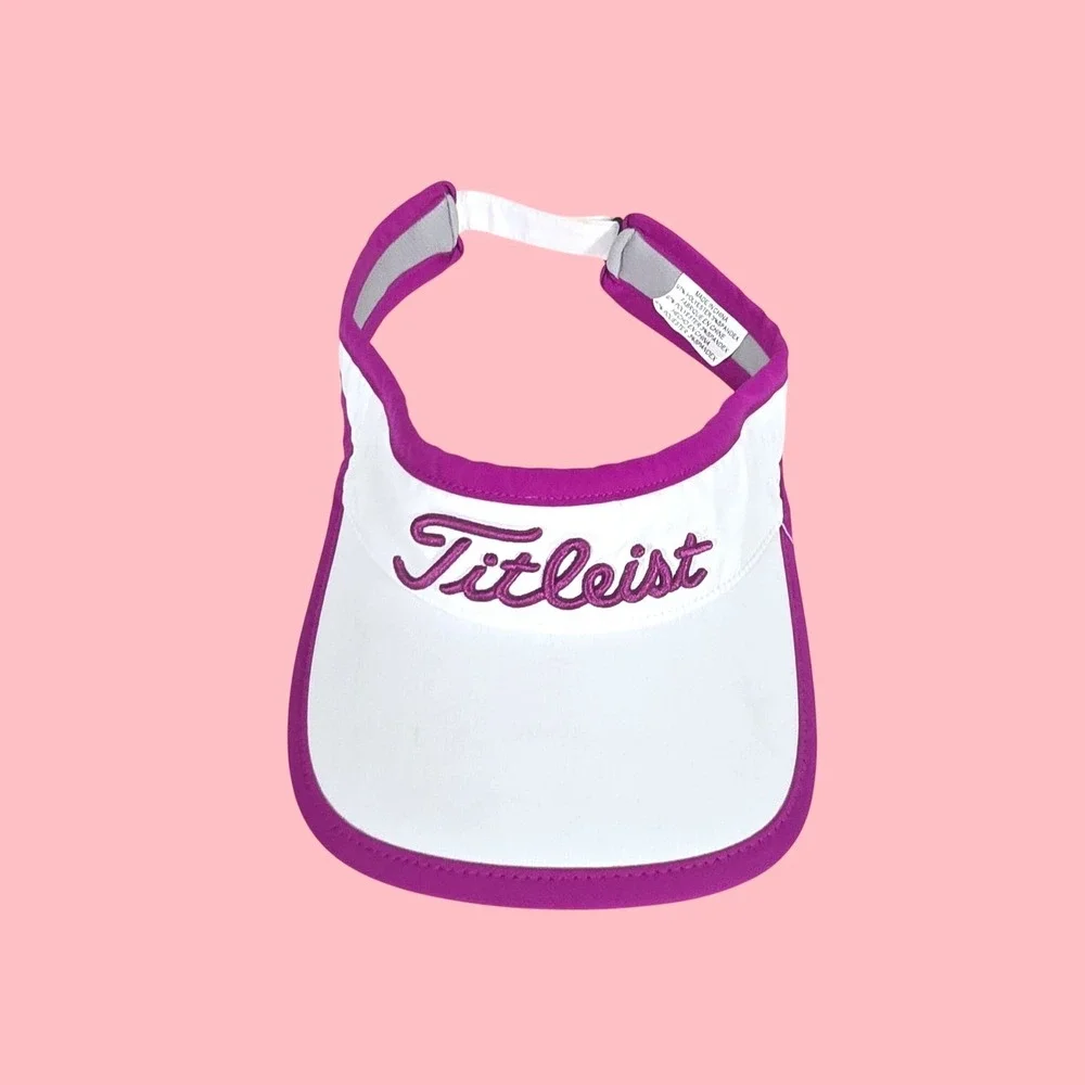 Titleist Golf Visor Women One Size White Pink Embroidered Logo Adjustable Strap